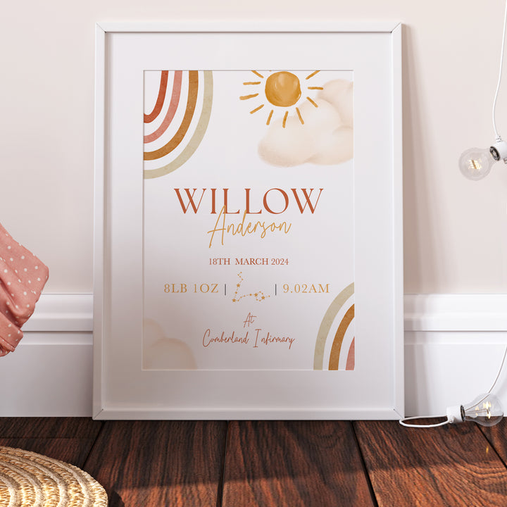 Rainbow Personalised The Day You Were Born Bedroom Print