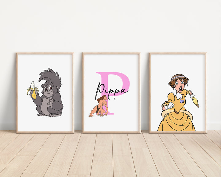 SET OF 3 Disney Tarzan Personalised Prints