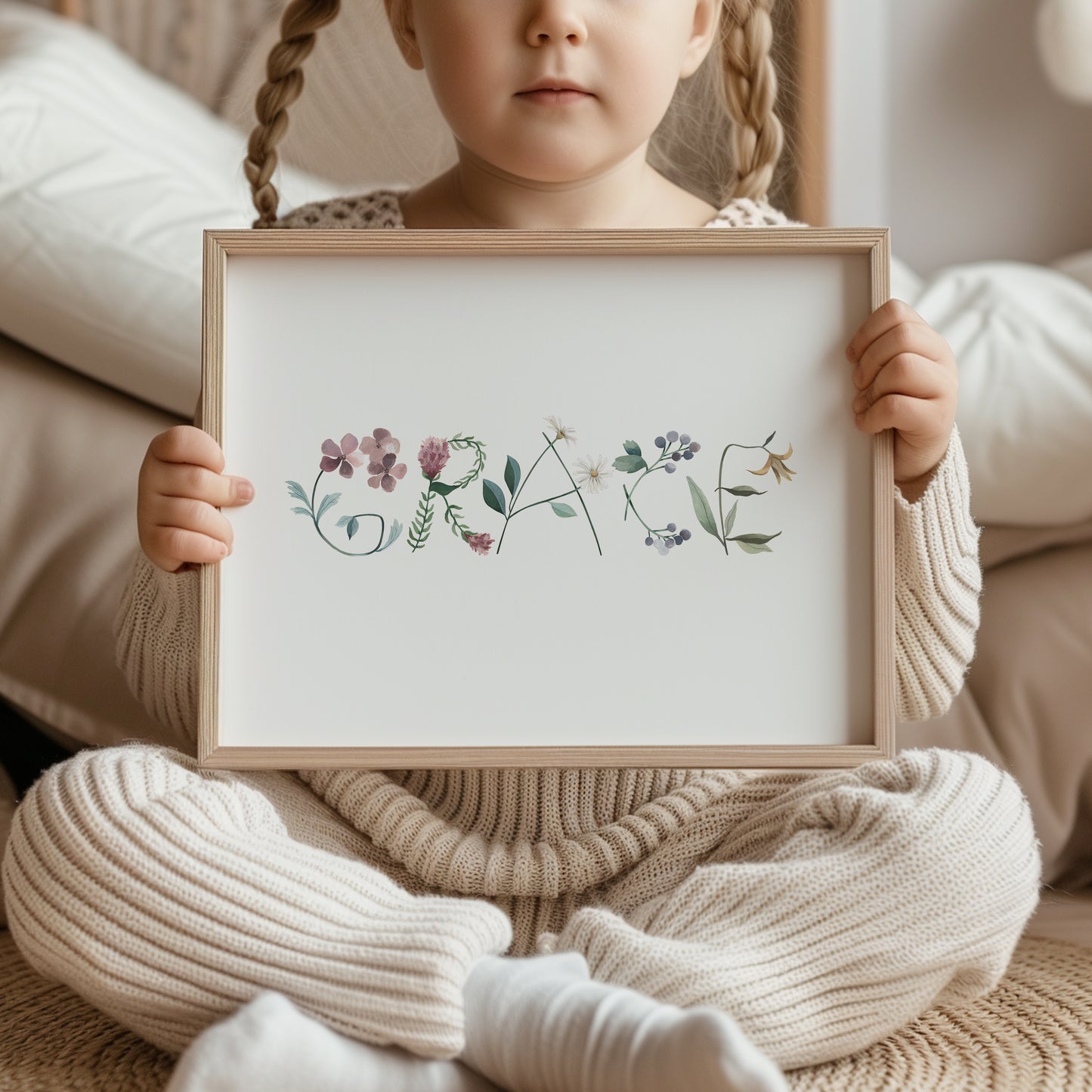 Personalised Floral Flowers Name Print