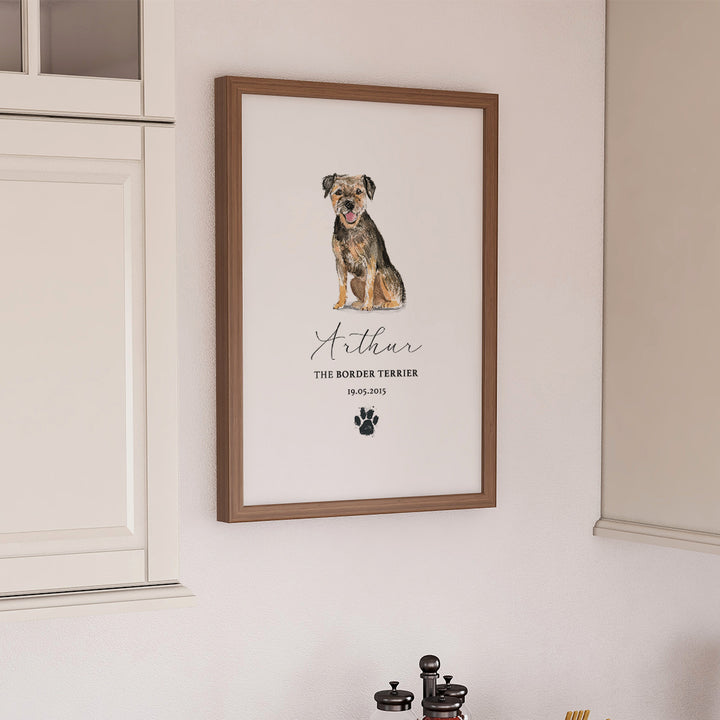 Personalised Border Terrier Watercolour Dog Home Print