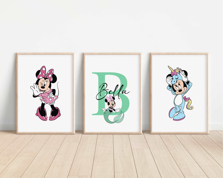 SET OF 3 Minnie Personalised Print