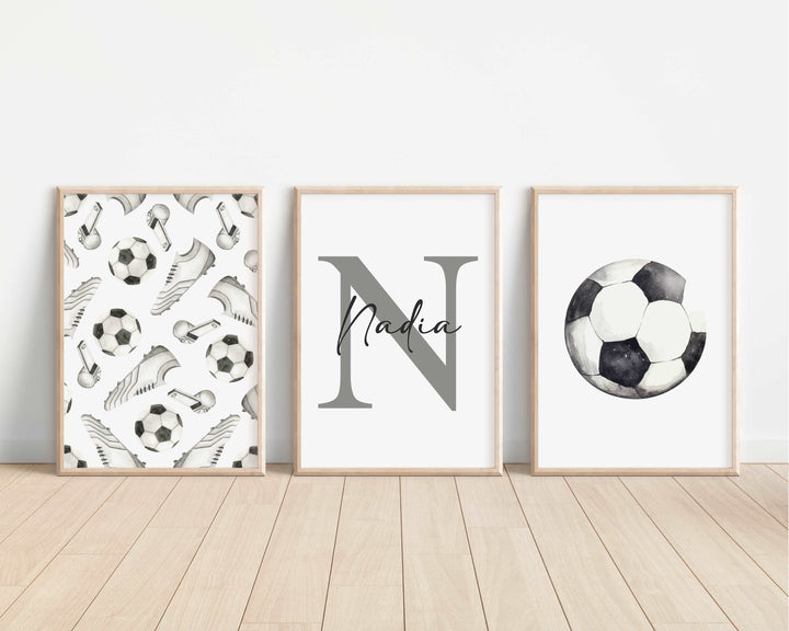 SET OF 3 Football Personalised Bedroom Prints