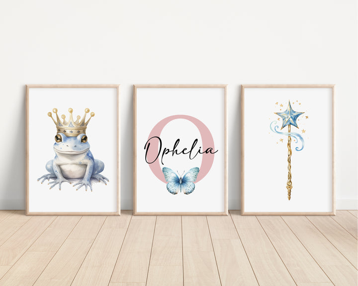 SET OF 3 Little Princesses Personalised Bedroom Prints