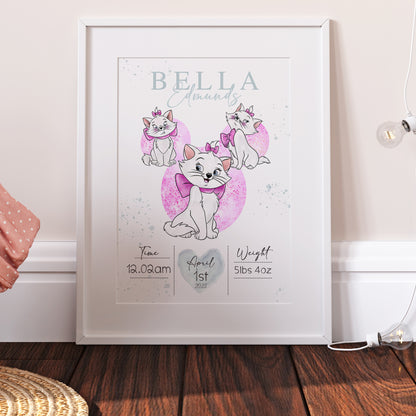 Marie Aristocats Personalised The Day You Were Born Print