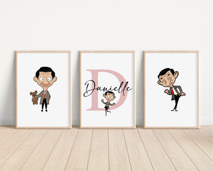 SET OF 3 Mr Bean Personalised Prints