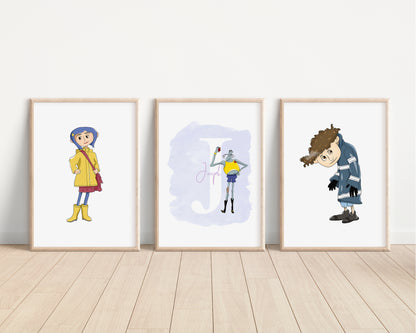 SET OF 3 Coraline Personalised Disney Prints