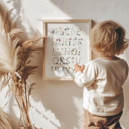 Floral Flowers Alphabet Bedroom Print