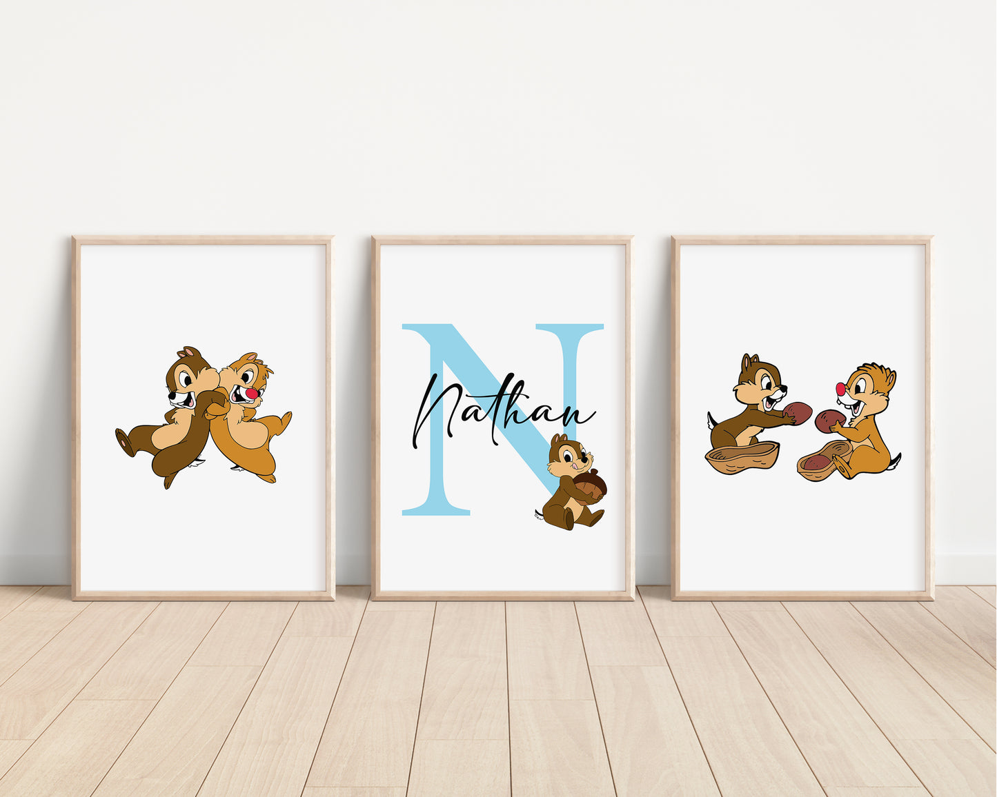SET OF 3 Disney Chip N Dale Personalised Prints