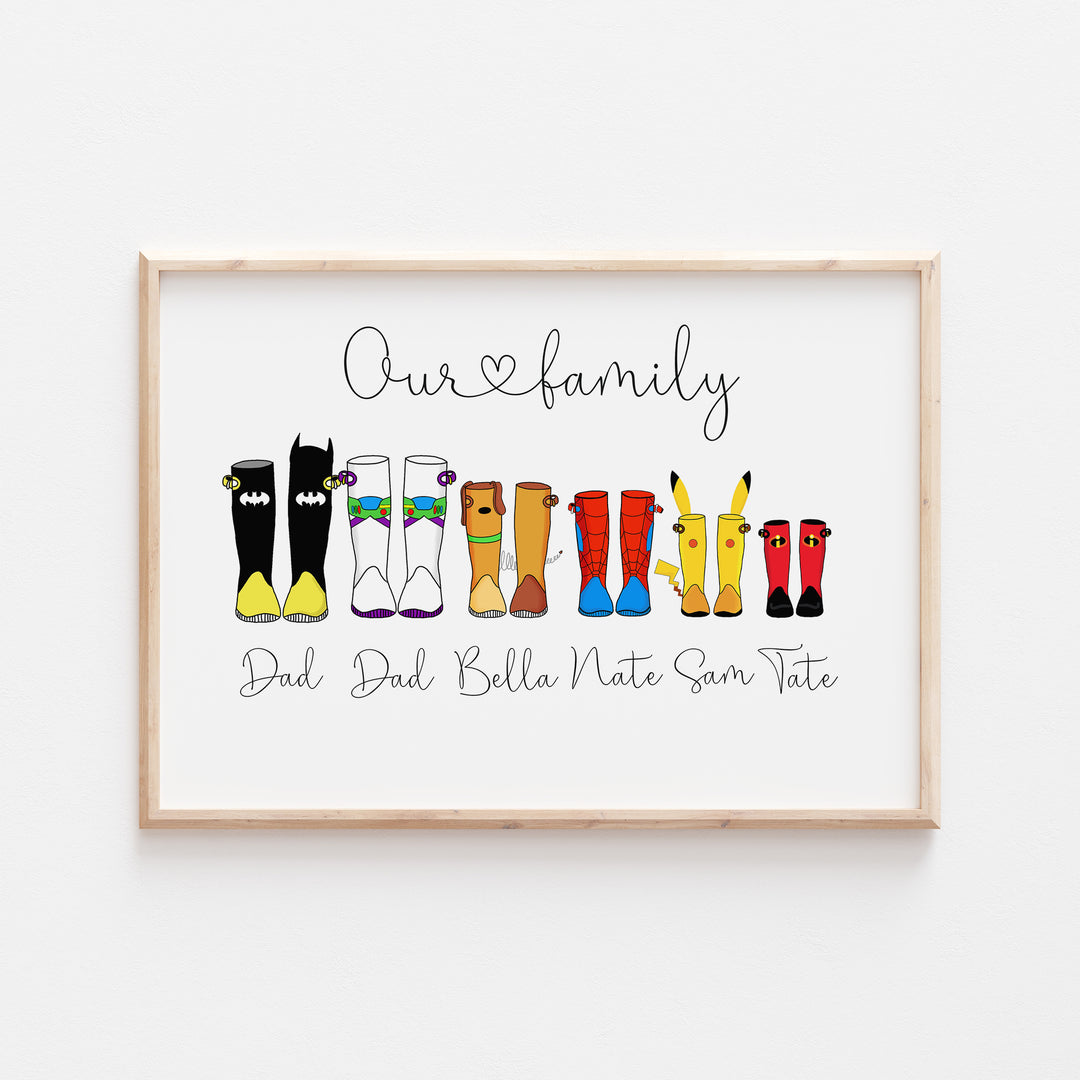 Personalised Our Family Disney Welly Boots Print