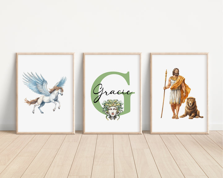 SET OF 3 Ancient Greek Mythology Personalised Bedroom Prints