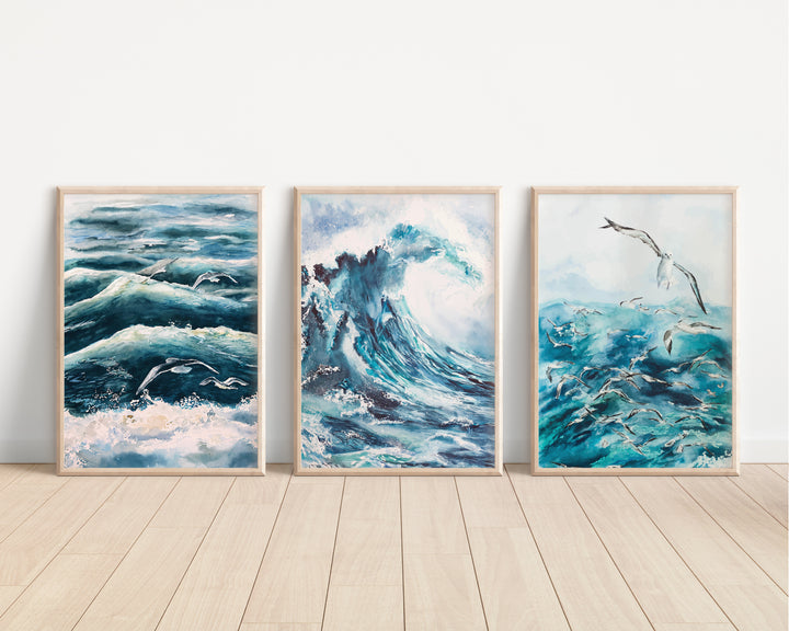 SET OF 3 Ocean Waves Home Prints