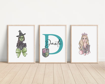 SET OF 3 Wicked Personalised Elphaba Glinda Prints