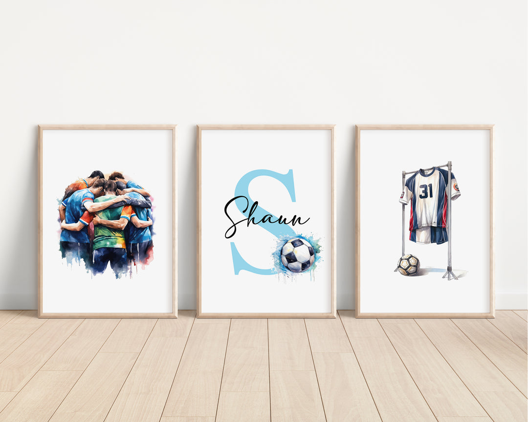 SET OF 3 Football Personalised Bedroom Prints