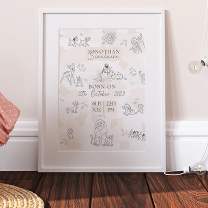 Disney Classics Personalised The Day You Were Born Nursery Print