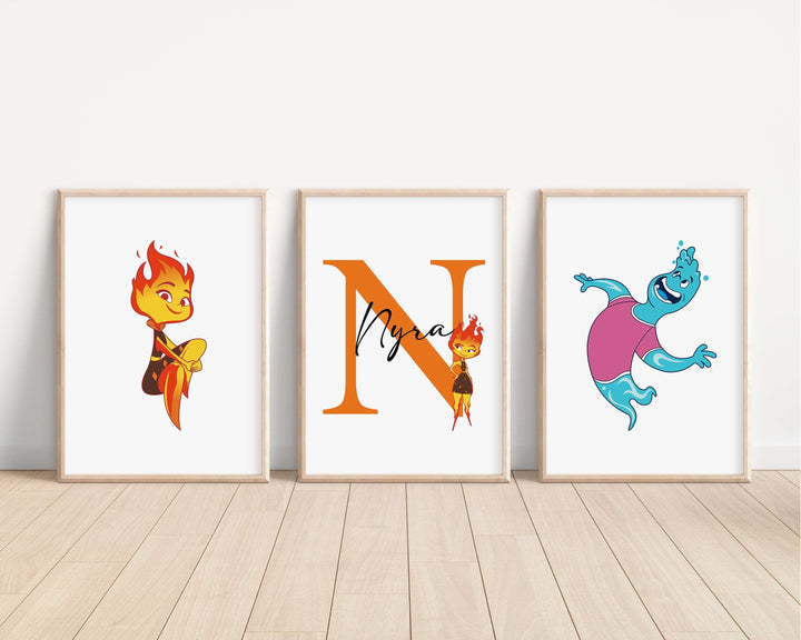 SET OF 3 Elemental Personalised Prints