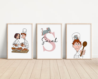 SET OF 3 Ratatouille Remy Disney Personalised Prints