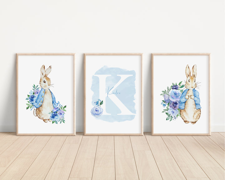 SET OF 3 Peter Rabbit Beatrix Potter Personalised Prints