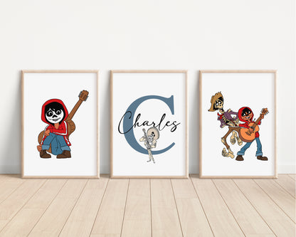 SET OF 3 Coco Disney Pixar Personalised Prints