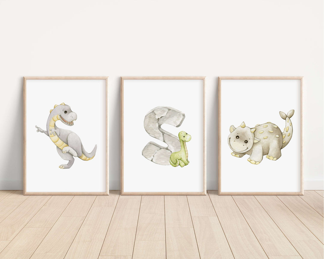 SET OF 3 Baby Dinosaur Personalised Prints