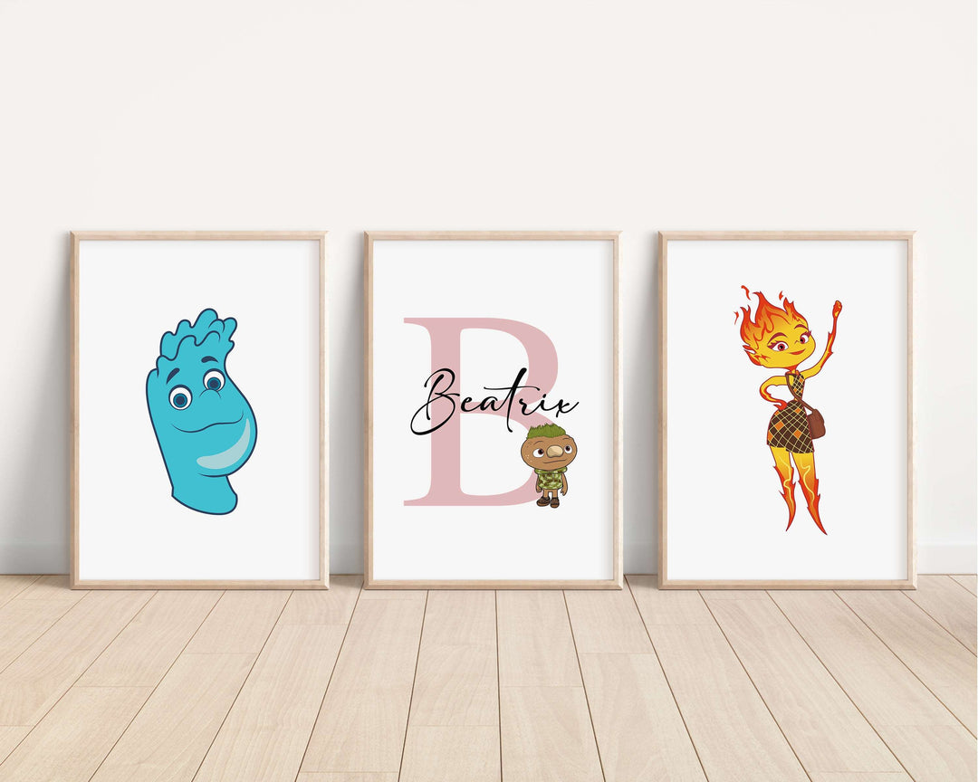 SET OF 3 Elemental Personalised Prints