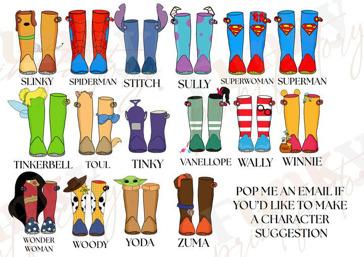 Personalised Our Family Disney Welly Boots Print