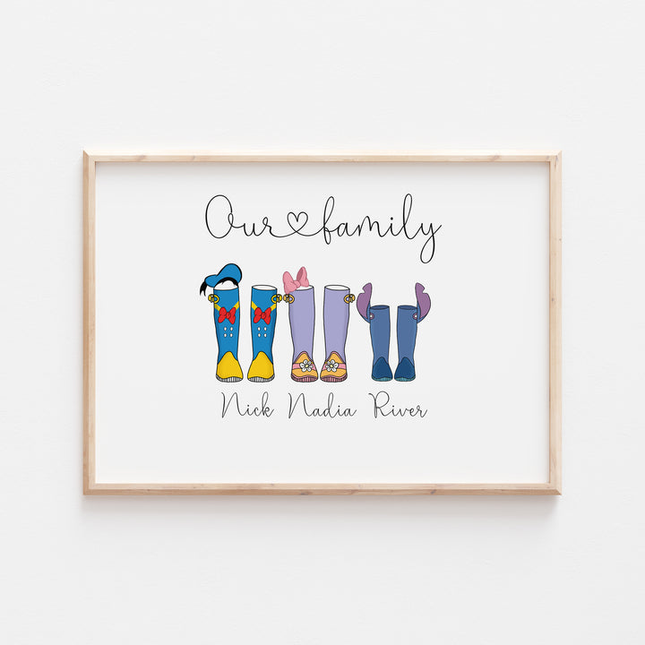 Personalised Our Family Disney Welly Boots Print