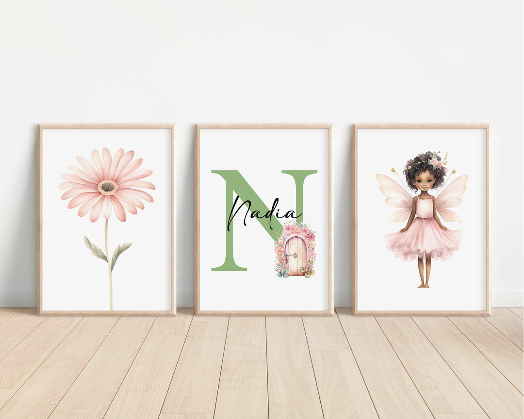 SET OF 3 Magical Fairies Personalised Bedroom Prints