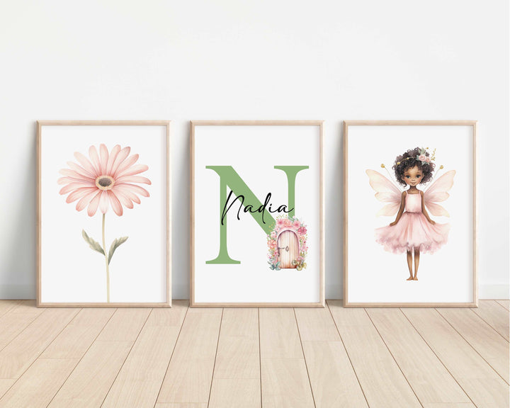 SET OF 3 Magical Fairies Personalised Bedroom Prints