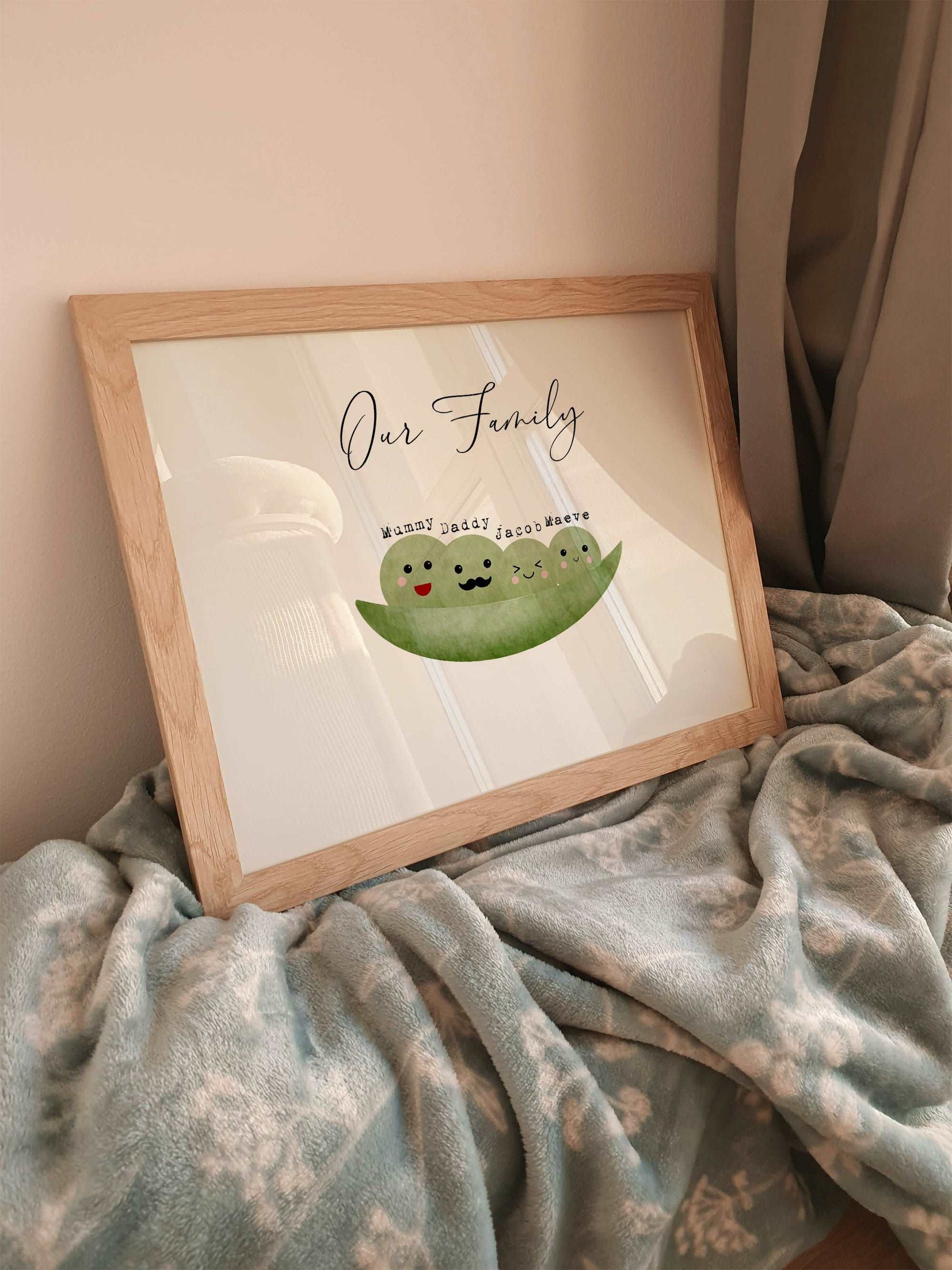 Personalised Our Family Peas in a Pod Print