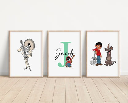 SET OF 3 Coco Disney Pixar Personalised Prints