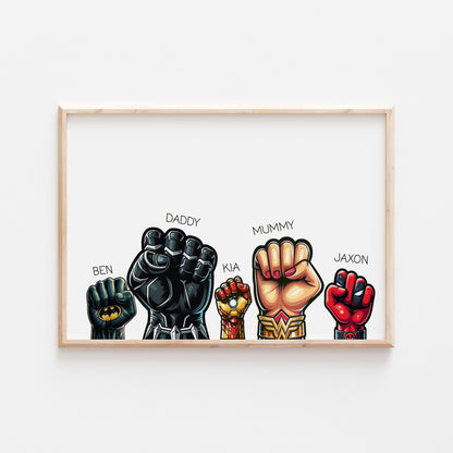 Personalised Avengers Our Family Superhero Print