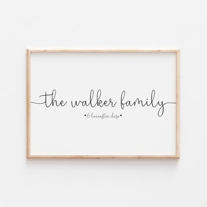 Personalised Our Family Surname Print