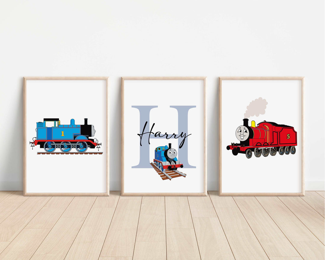 SET OF 3 Thomas The Tank Engine Personalised Bedroom Prints