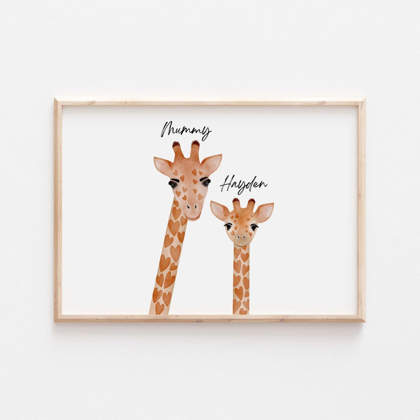 Personalised Our Family Giraffe Home Print