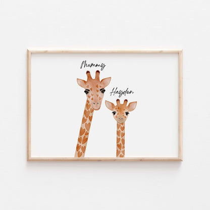 Personalised Our Family Giraffe Home Print
