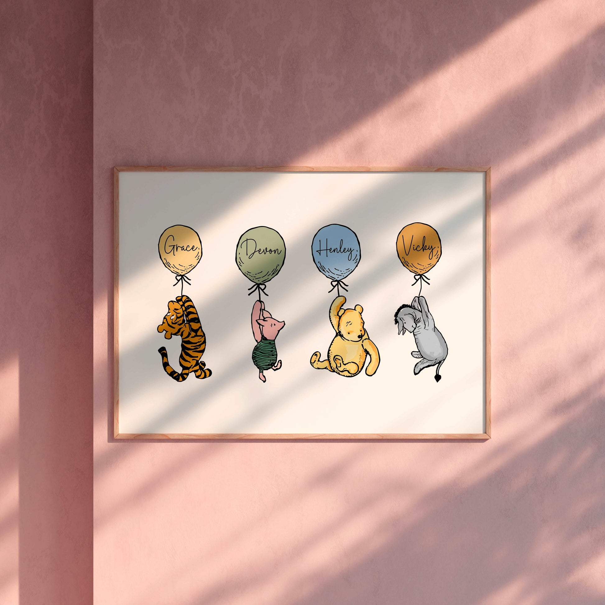 Personalised Winnie the Pooh Family Print