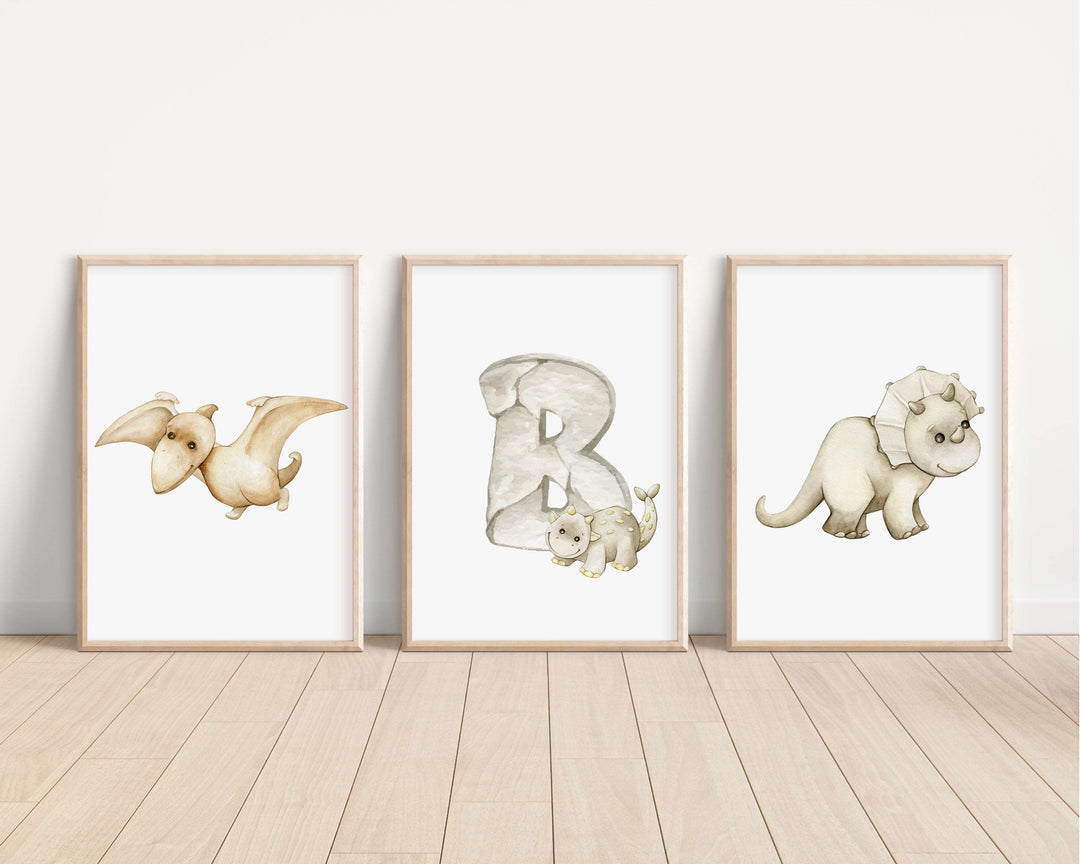 SET OF 3 Baby Dinosaur Personalised Prints