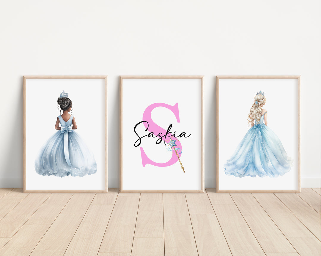 SET OF 3 Little Princesses Personalised Bedroom Prints