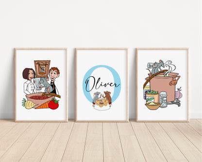 SET OF 3 Ratatouille Remy Disney Personalised Prints
