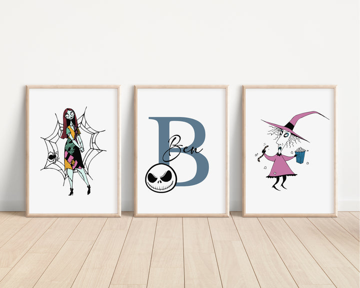 SET OF 3 The Nightmare Before Christmas Personalised Prints