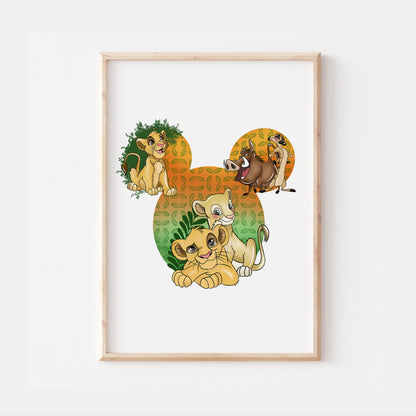 The Lion King Simba & Nala Mickey Head Print