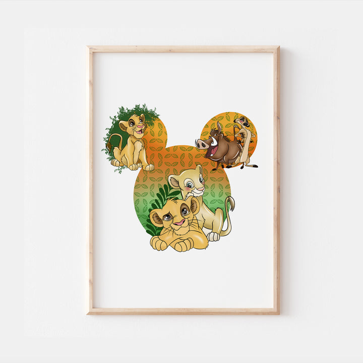 The Lion King Simba & Nala Mickey Head Print