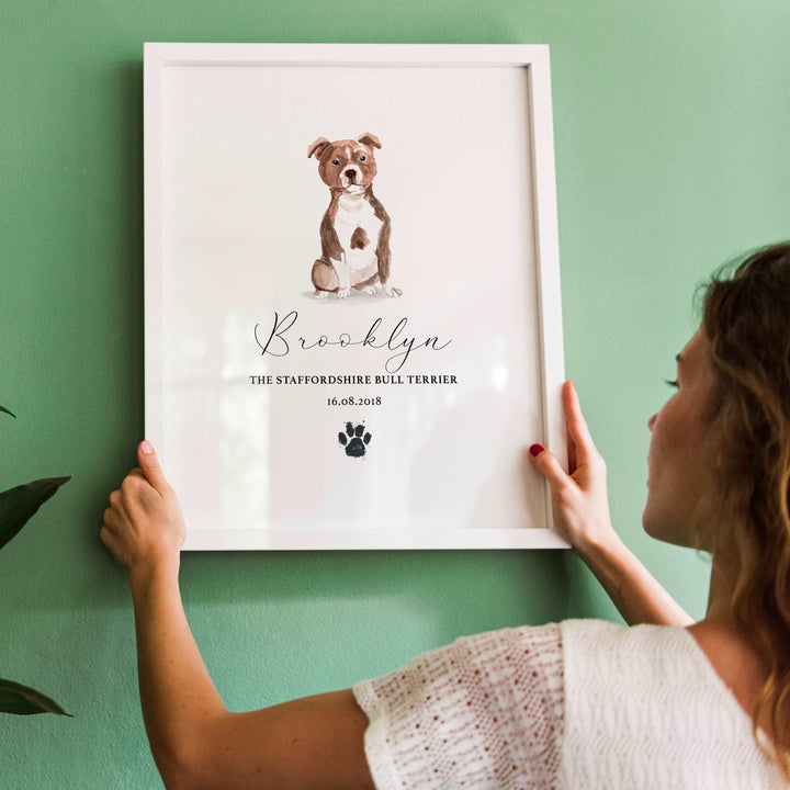 Personalised Staffordshire Bull Terrier Dog Watercolour Print