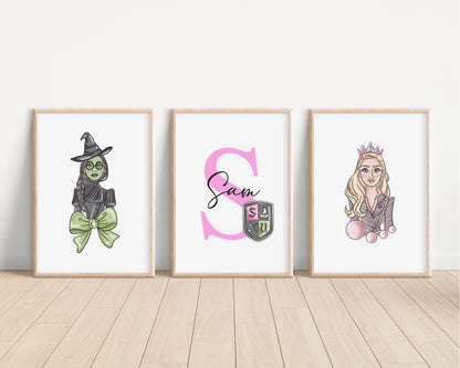 SET OF 3 Wicked Personalised Elphaba Glinda Prints