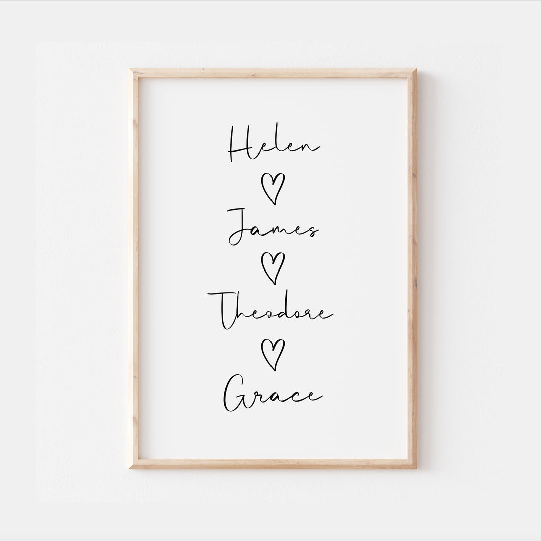 Personalised Our Family Heart Print