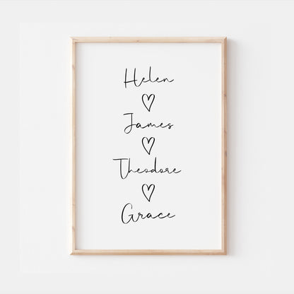 Personalised Our Family Heart Print