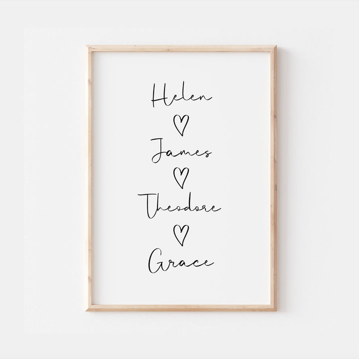 Personalised Our Family Heart Print