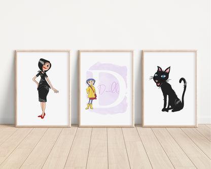 SET OF 3 Coraline Personalised Disney Prints