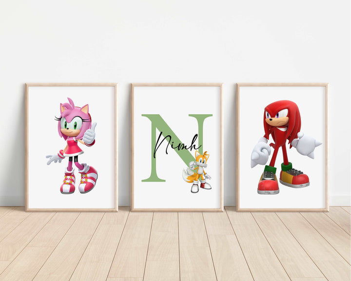 SET OF 3 Sonic Personalised Prints