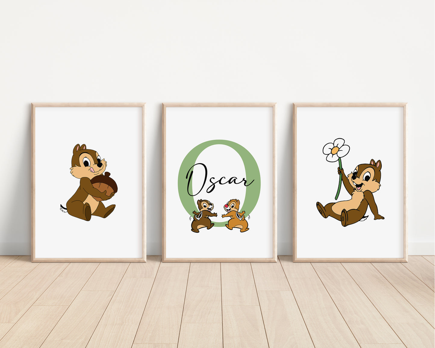 SET OF 3 Disney Chip N Dale Personalised Prints